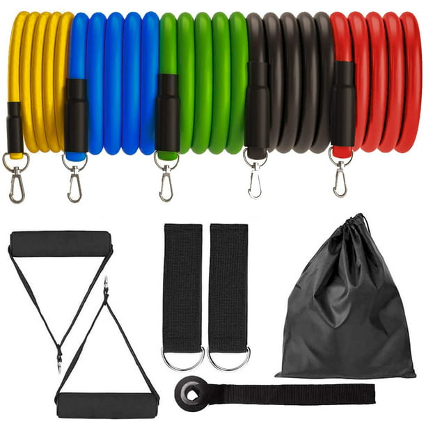 11 Pcs Resistance Bands Fitness Set Workout Exercise with Handles Home Gym Tubes